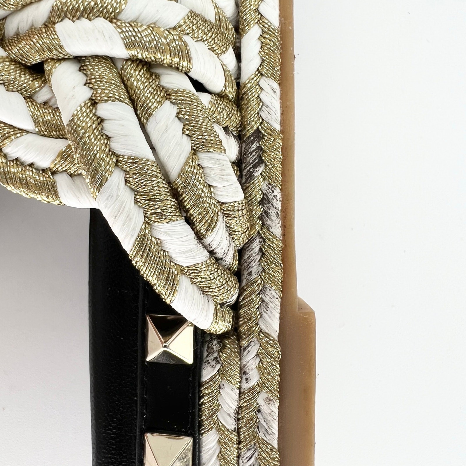 VALENTINO GARAVANI Rockstud Metallic Rope Slide Espadrille EU 37 Gold Sandals  thumbnail 11