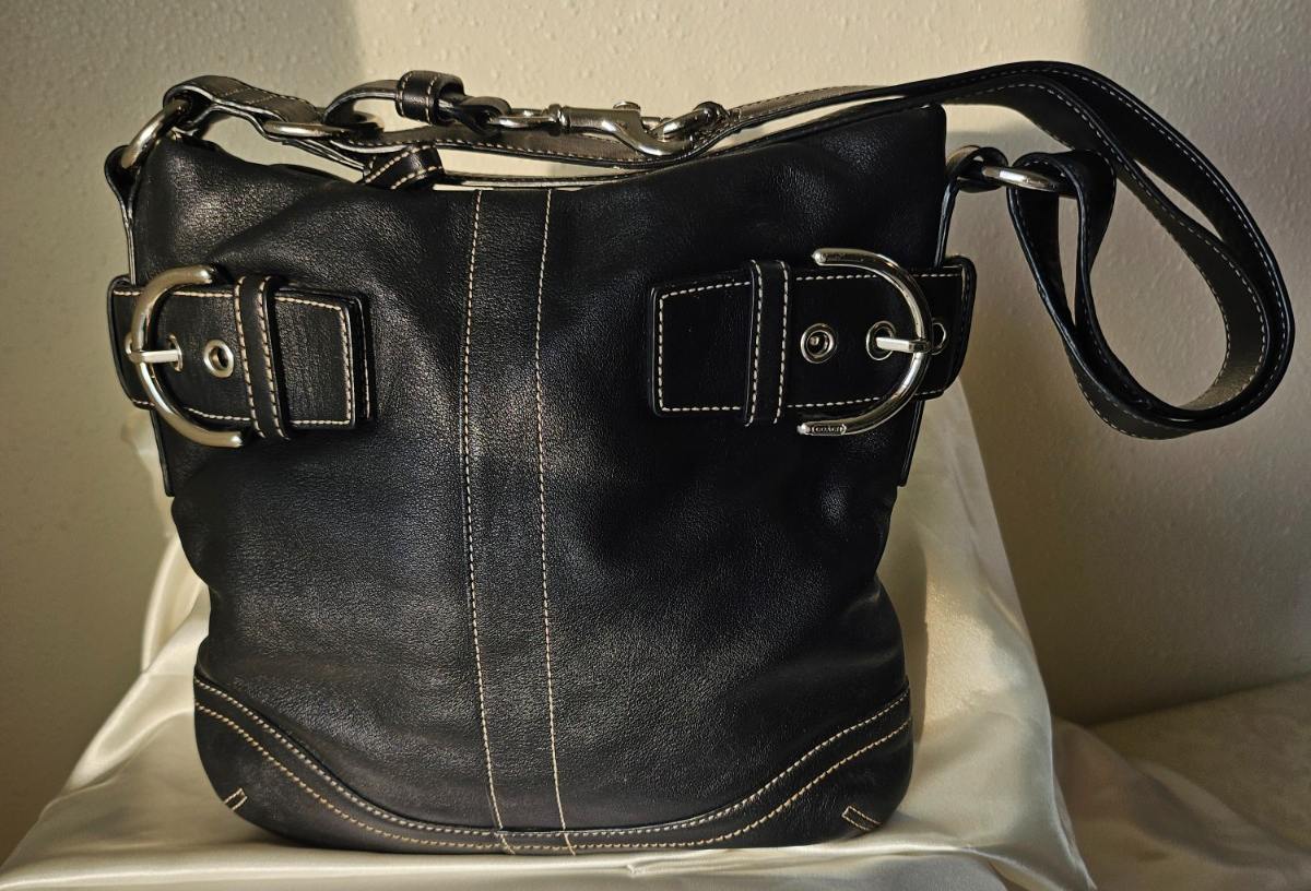Coach Soho Black Leather Buckle Shoulder Bag Style 1452 | eBay
