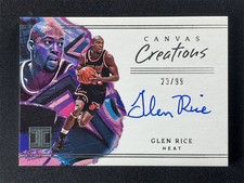 2022-23 Panini Impeccable Glen Rice #CCS-GRC Canvas Creations Auto Heat /99