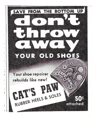 Cats Paw Rubber Heels Soles Ad Vintage 1940s Mid Century Shoe Fashion 1941