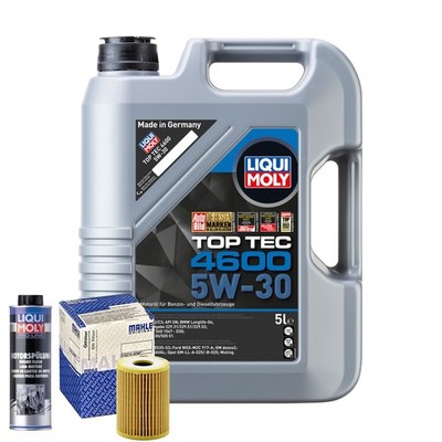 Motoröl 5W30 LIQUI MOLY Top Tec 4600 5L+MAHLE Ölfilter +Spülung