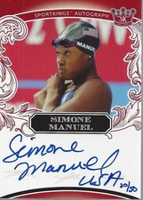 2018 Sportkings Autographs Red #A18 Simone Manuel Auto /50 - NM-MT