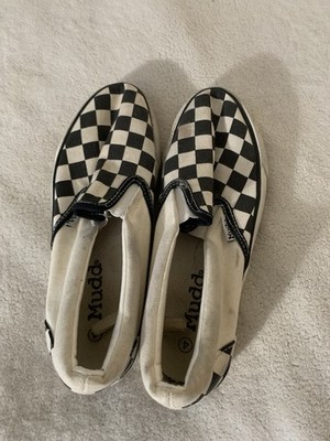 Mudd Poppy 01k Canvas Sneakers Shoes Black White Checkered Women's Size 4