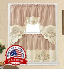 Juego De Cortina De Cocina, Cortina Para Bar, Swag And 24 Inches Tiers Set NUEVO