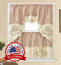 Juego De Cortina De Cocina, Cortina Para Bar, Swag And 24 Inches Tiers Set NUEVO