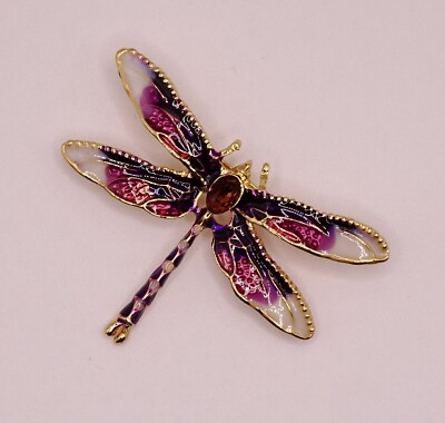 Rosa lila Emaille Strass Libelle Mode Brosche Anstecknadel Brandneu KOSTENLOSER VERSAND