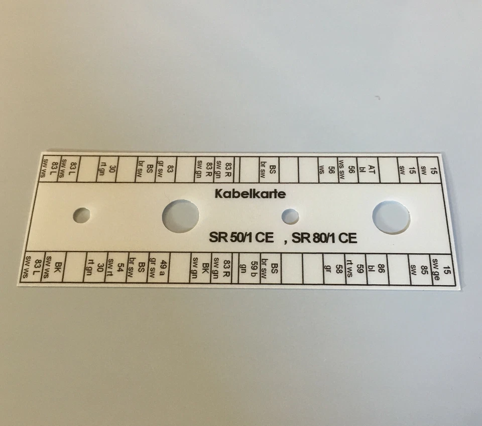 Kabelkarte Klemmleiste Schaltplan Simson SR50 SR80 #4 neu wasserfest UV-stabil