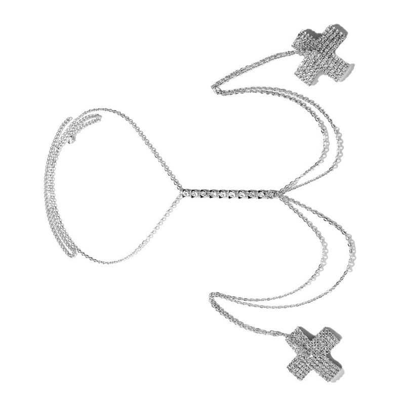 Rhinestones Nipple Cover Crystal Pasties Chain Bra Body