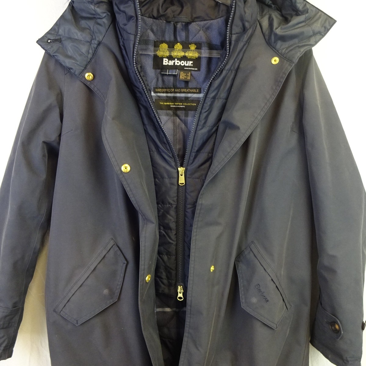 Barbour Braan Jacket Size Navy Blue Waterproof Breathable Hooded