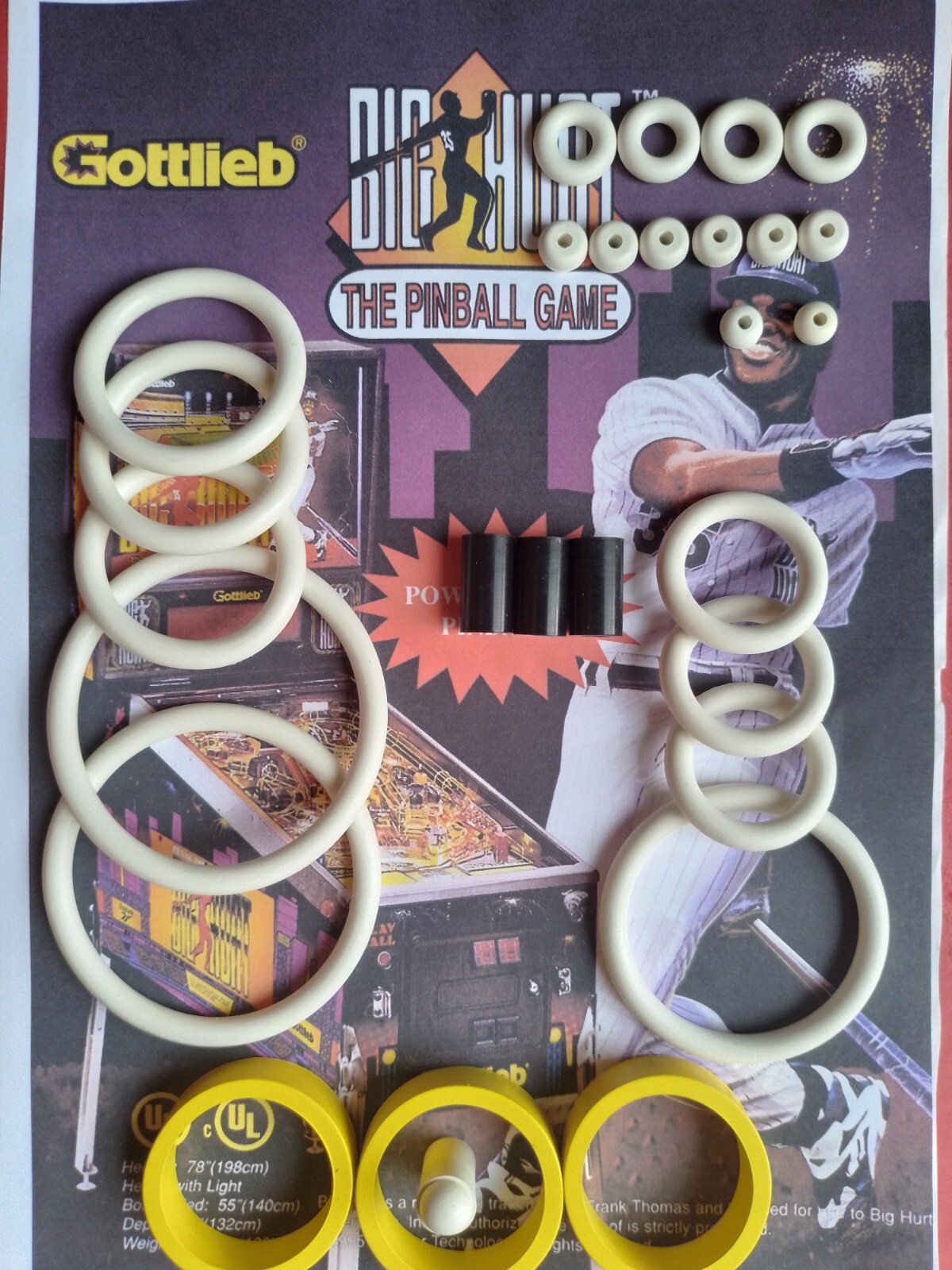 Kit élastiques pinball pour Gottlieb Big Hurt jaune