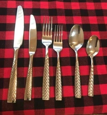 Walco ALPS Stainless 6PC Set Hammered Flatware E30N
