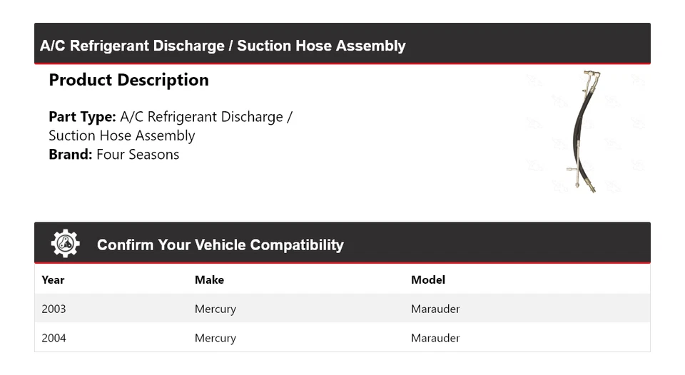 Conjunto de manguera de línea de succión de descarga Mercury Marauder 2003-04 4 estaciones Foto 2 de 4
