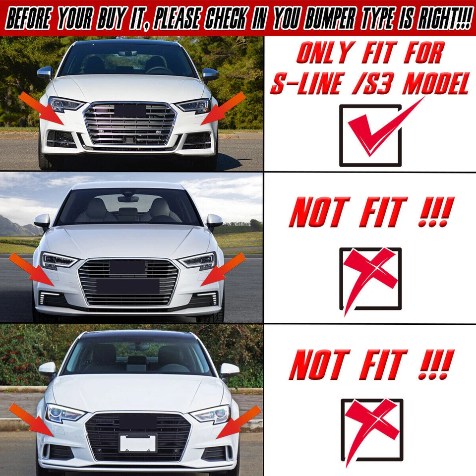 Parachoques delantero divisor de labios de fibra de carbono estilo V para Audi A3 S-Line y S3 2013-2016 Foto 3 de 4