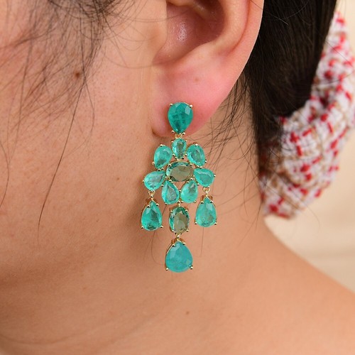 A+ Grade Natural Phantom Stone Green Quartz Earrings Handmade For Lady