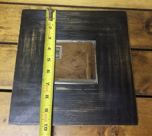 Square 10 Inch Rustic Brown Framed Mirror - Picture 2 of 3