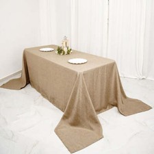 90x132-Inch NATURAL Rectangular Faux Burlap Tablecloth Wedding Party Decorations