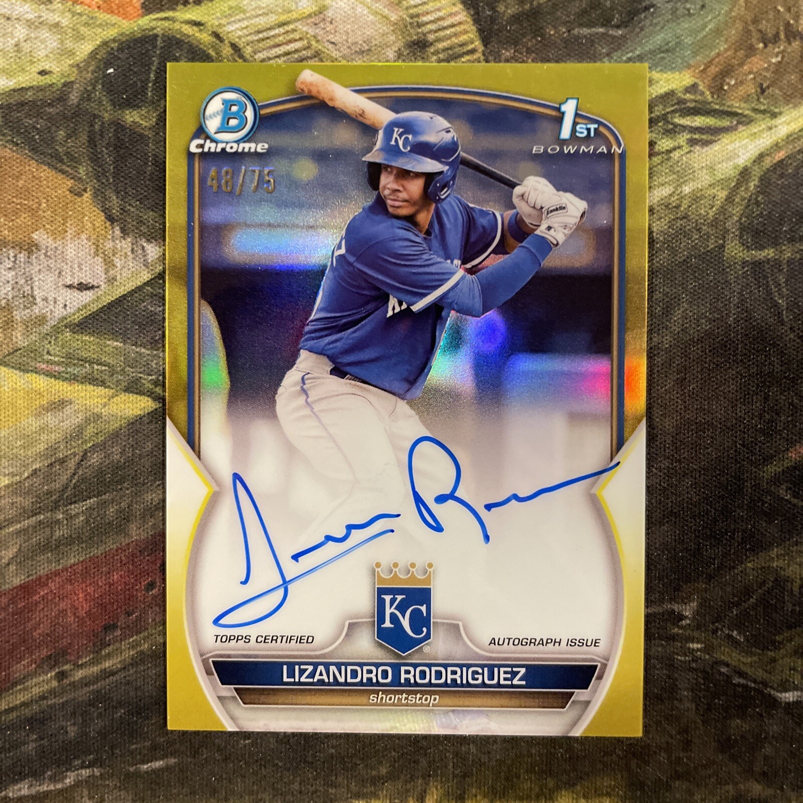 2023 Bowman #CPA-LRZ Lizandro Rodriguez Chrome Auto Yellow Refractor #/75