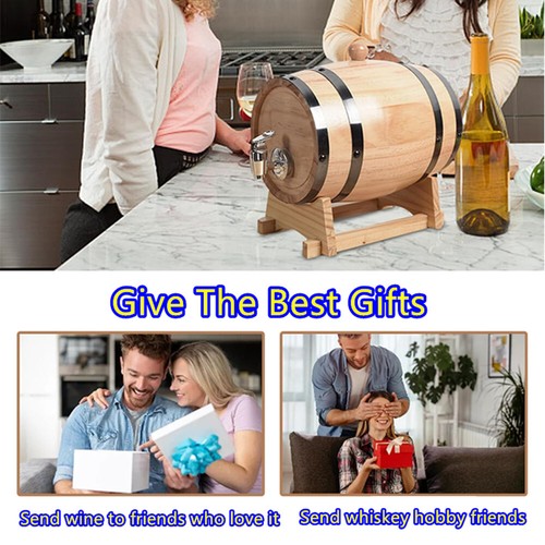 Kitchen Wooden Wine Barrel Whiskey Rum Dispenser Home-Brewed Storage Barrels - Picture 9 of 18