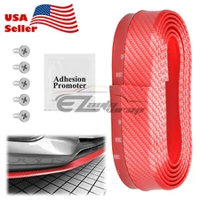 Universal Carbon Fiber Red Front Bumper Lip Splitter Chin Spoiler Body Kit Trim