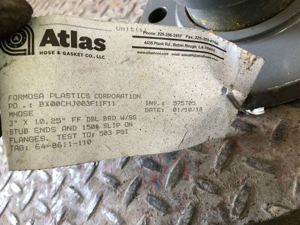 Manguera flexible de acero inoxidable trenzado con brida de 3" X 10,25" / junta de expansión Foto 4 de 4