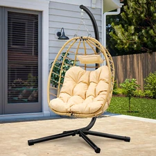 Teardrop Egg Chair Swing Hanging Chair Garden w/Stand Cushion for Patio Balcony