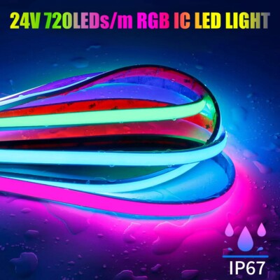 WS2811 RGBIC COB Neon LED Strip 720Leds/m Addressable LED Light Tape IP68 DC24V