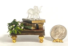 Artisan Ottoman Book Stack Bouquet Elephant 1:12 Dollhouse Ann Monteiro OOAK 24