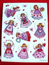 VINTAGE PAPER MAGIC CHRISTMAS ANGELS HEARTS 15 STICKERS 1 SHEET 