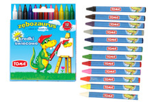 Wax Crayons 12 Bright Vivid Colours Super Soft Drawing Non-Toxic Kids Colouring