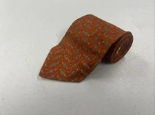 Valentino Men's Orange Geometric Silk Neck Tie $295