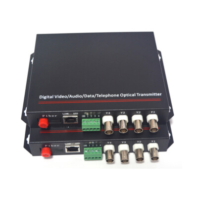 4CH Video 100M Ethernet RS485/232 Data over Fiber optic Media Converters FC CCTV