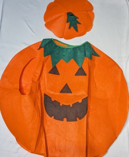 Robe de fantaisie pour enfants citrouille Halloween avec chapeau fête tenue nouveauté orange - Photo 1 sur 5