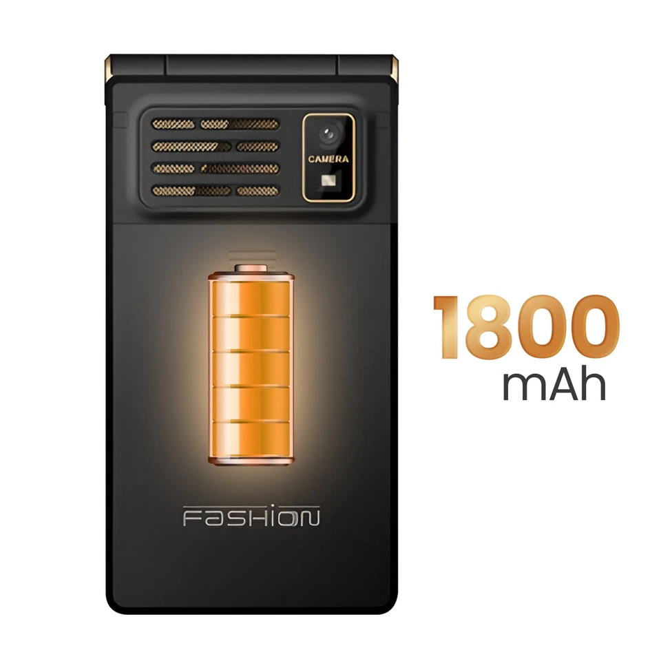 Avizar, Telefono a conchiglia Doppio schermo Dual SIM, Argento - Immagine 4 di 4