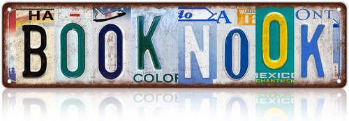 Vintage Book Nook Wall Decor Street Signs Bookshelf Metal Tin Signs 16 x 4 Inche