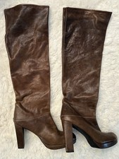 Stuart Weitzman Brown Leather Knee High Platf...