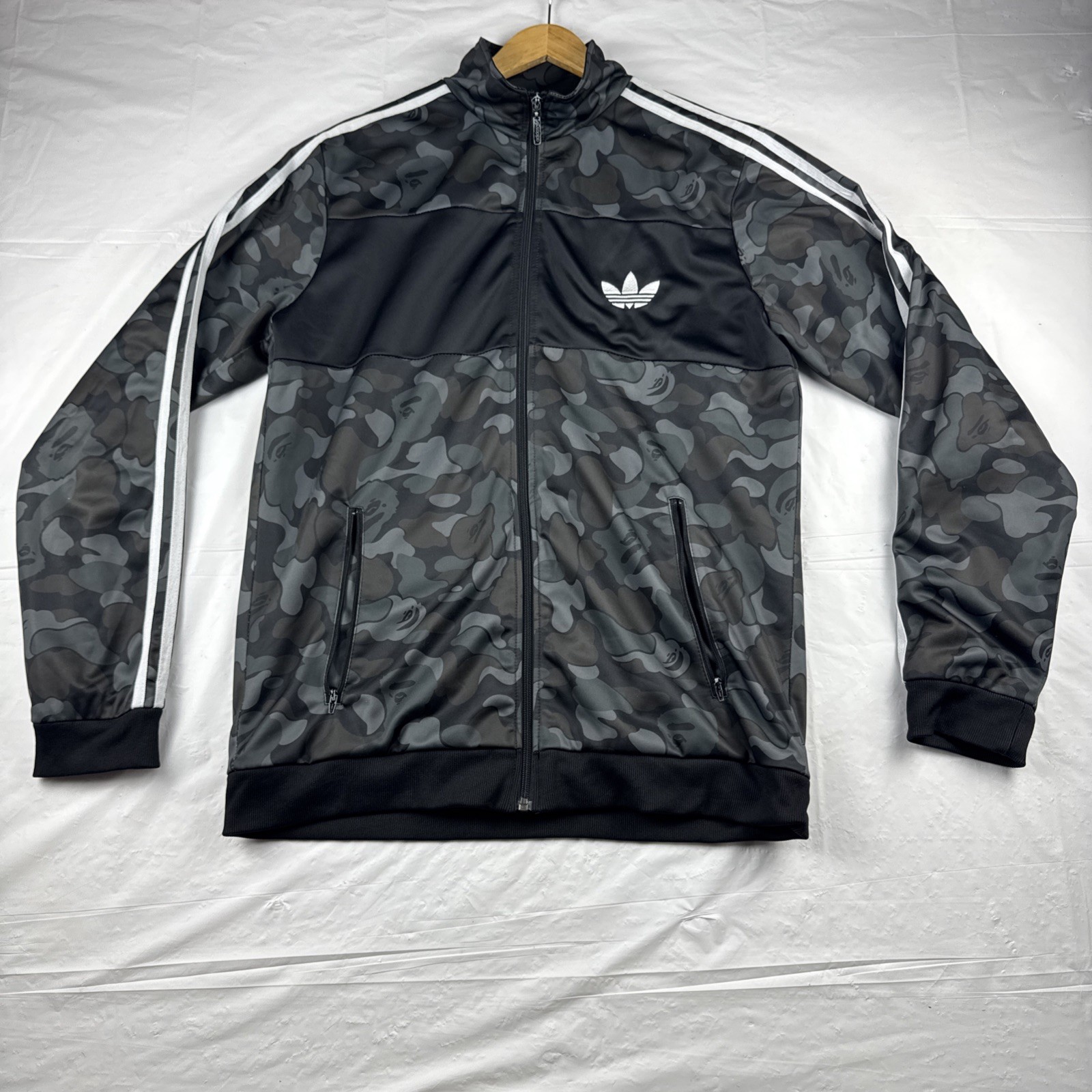 adidas a Bathing Ape Track Suit Jacket Dark Camo, Medium, US L Slim