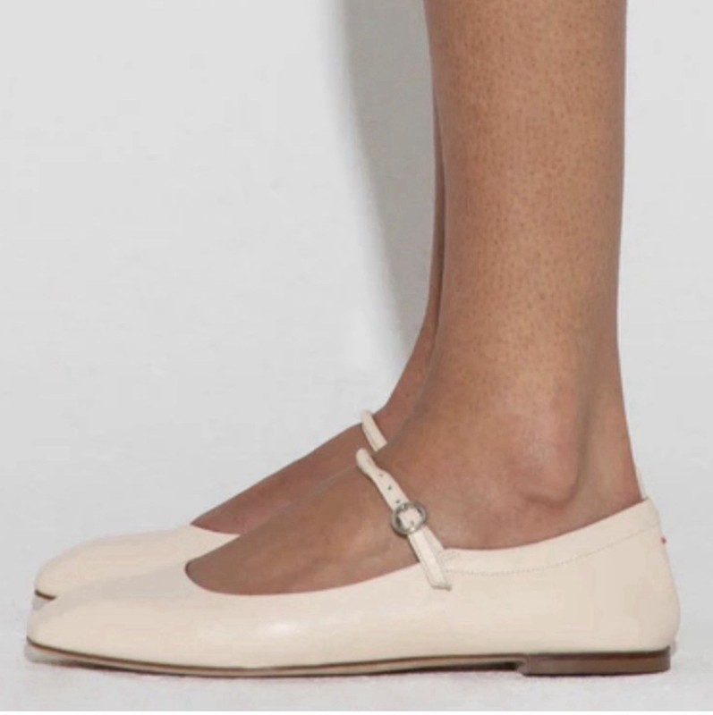 Aeyde Women's Uma Cream Patent Leather  Mary Jane Flats 7.5 NEW IN BOX