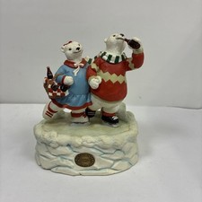 Coca Cola Heritage Collection 1995 Polar Bear Music Box Ice Skating Couple Works