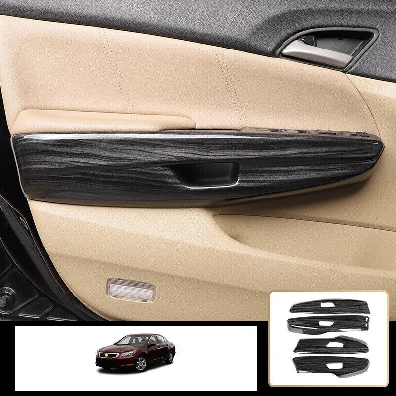 Panel interior de manija de puerta de grano de madera negro para Honda Accord Crosstour 2008-2012 Foto 2 de 4