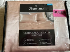 Beautyrest Queen 4 Pc Ultra Smooth Satin Sheet Set Rose Smoke NIP