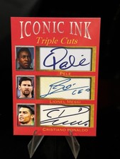 Iconic Ink Triple Cuts Limited Edition/1000 Autographs Pele Messi Ronaldo