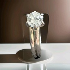 14Kt White Gold Round Cut 3/4ct Diamond Solitaire Six Prong W/Band Attached