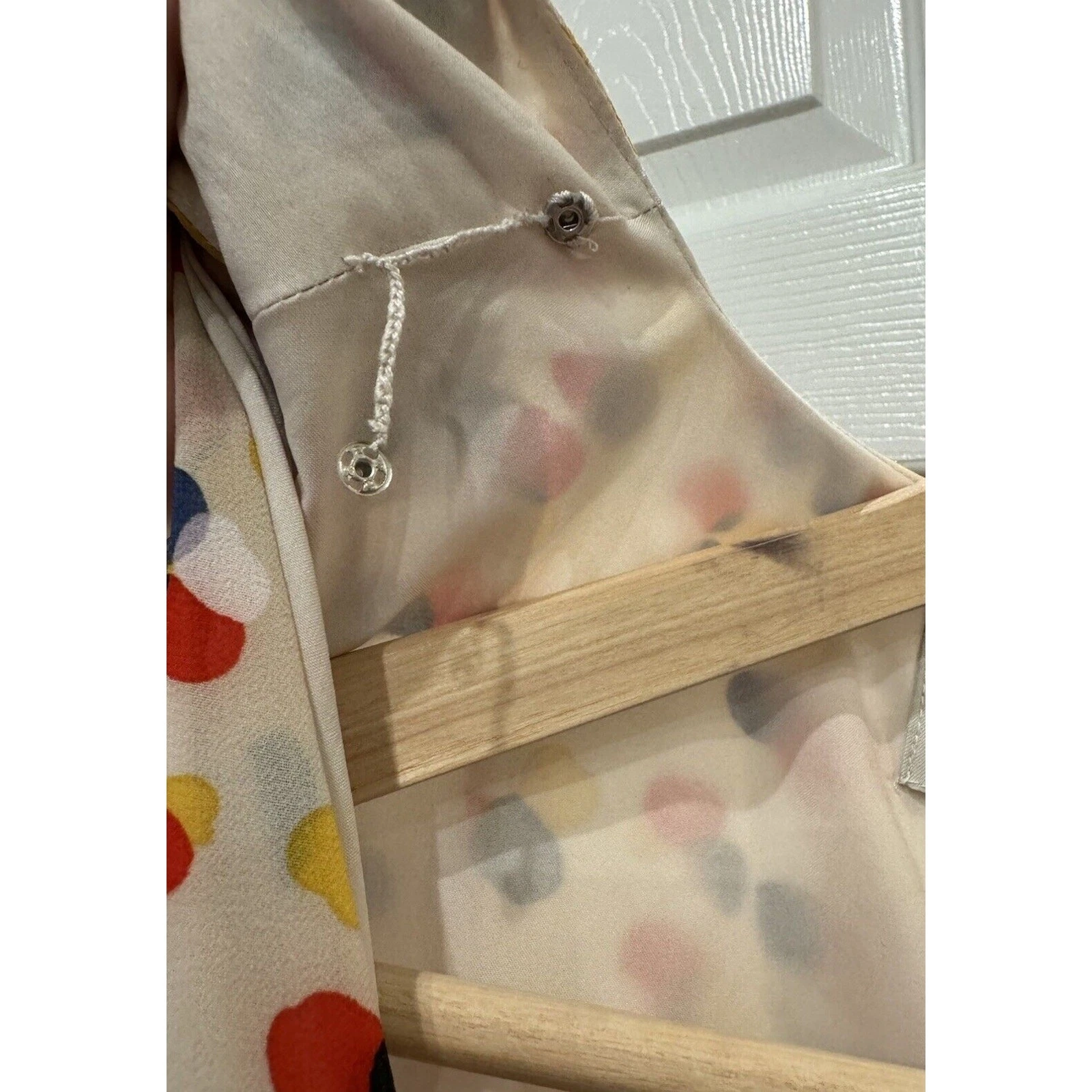 VETEMENTS Abito donna Anne Klein 8 senza maniche panna rosso blu con cintura a pois svasato foderato midi