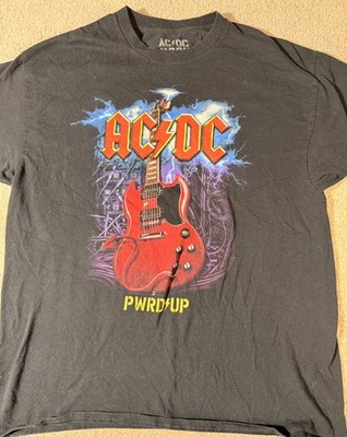 AC/DC Power Up Tour Guitar Logo 2025 Band Merch Double Sided XL Black T Shirt