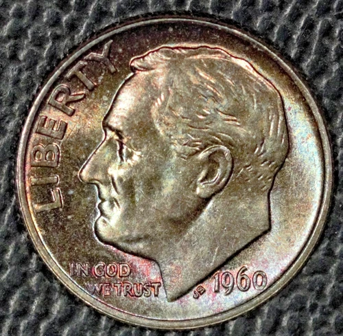 1960 Roosevelt dime,  Gem BU, Pretty Toning, Full Bands