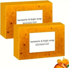 2-Pack Turmeric Glow Soap Bar - Lemon & Kojic Acid, Removing Dark Spots