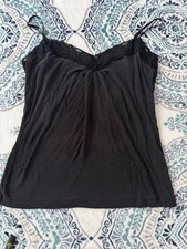 Worthington Stretch Black Lace Trim Cami Top Size XL