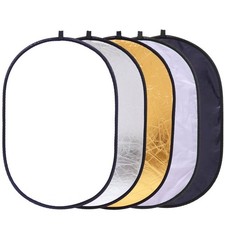 Collapsible 5-in-1 Oval Reflector Diffusers for Photography 23"x35"/60x90cm M...