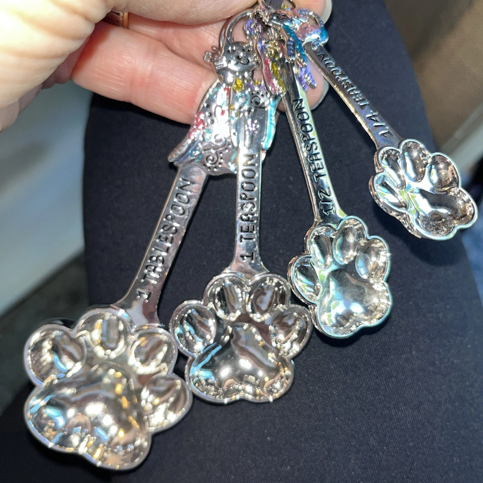 Ganz Set Of Cat Measuring Spoons Silver Kitty Cat Paw Measuring Spoons