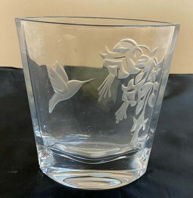 Teleflora Gift 24 Lead Crystal Frosted Hummingbird Vase Czech Republic